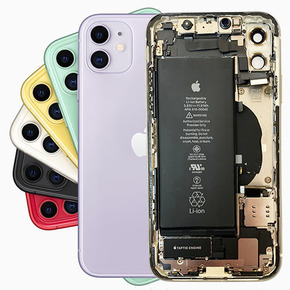 Iphone 11 - מסגרת + גב זכוכית + פלטים שחור COMPLETE