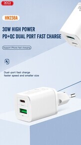 XO - HN238A 30W mini PD30W+USB22.5W fast charging ראש מטען בית מהיר למחוק