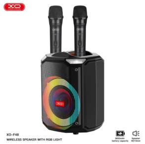 XO - F48 WAR DRUM SPEAKER רמקול קריוקי 50W (2 מיקרופונים אלחוטי)